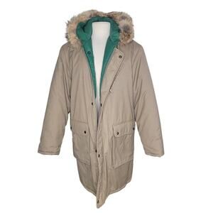 Vinitage Sears Fieldmaster Fur Collar Zipper & Button Front Winter Coat Size L